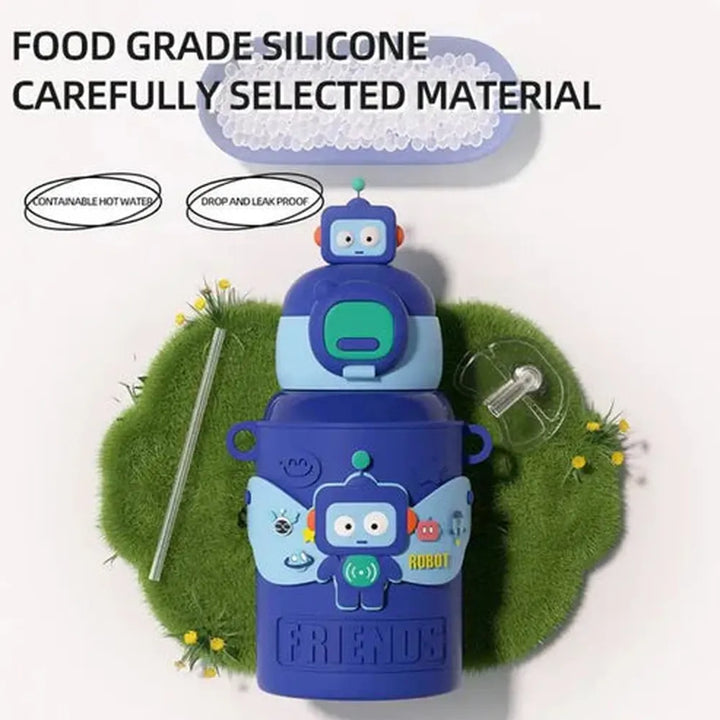 CuddleNest Cool Robot Water Bottle - 450ml | Thermal Bottle