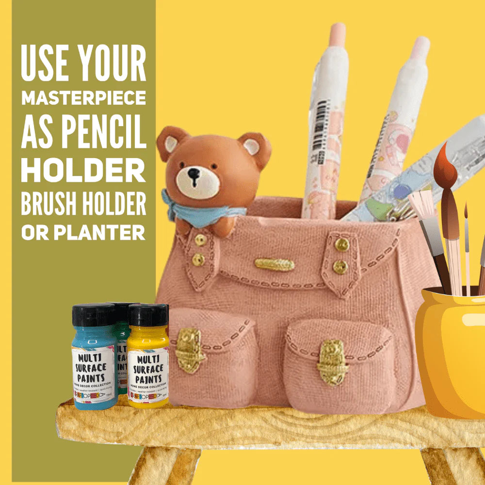 Craftopedia DIY Paint Your Own Ceramic Mini Bag Vase Bear