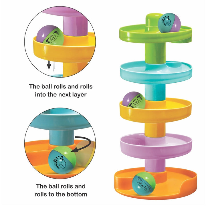 Baby Spiral Fun-A Roll Ball Toy With 5 Layer Ball Drop Tower Run With Roll Swirling Ramps Educational Development Toy Set