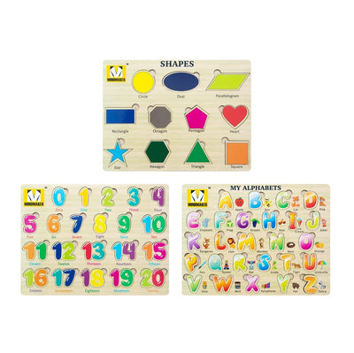 Wooden Puzzle Without Knobs Educational and Learning Toy for Kids (Set of 5 Puzzles)