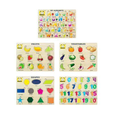 Wooden Puzzle Without Knobs Set of 7 Puzzles - (Color May Vary)