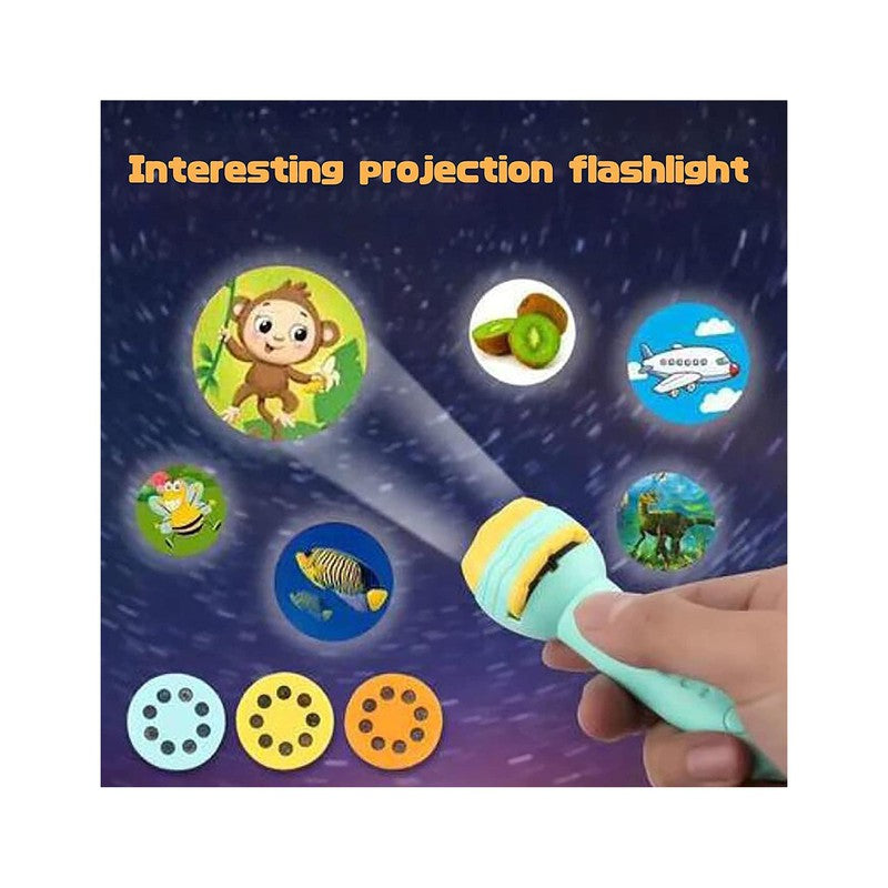 Projector Flashlight Torch with 6 Reels 48 Pattern (Assorted Reels, Colour & Design)