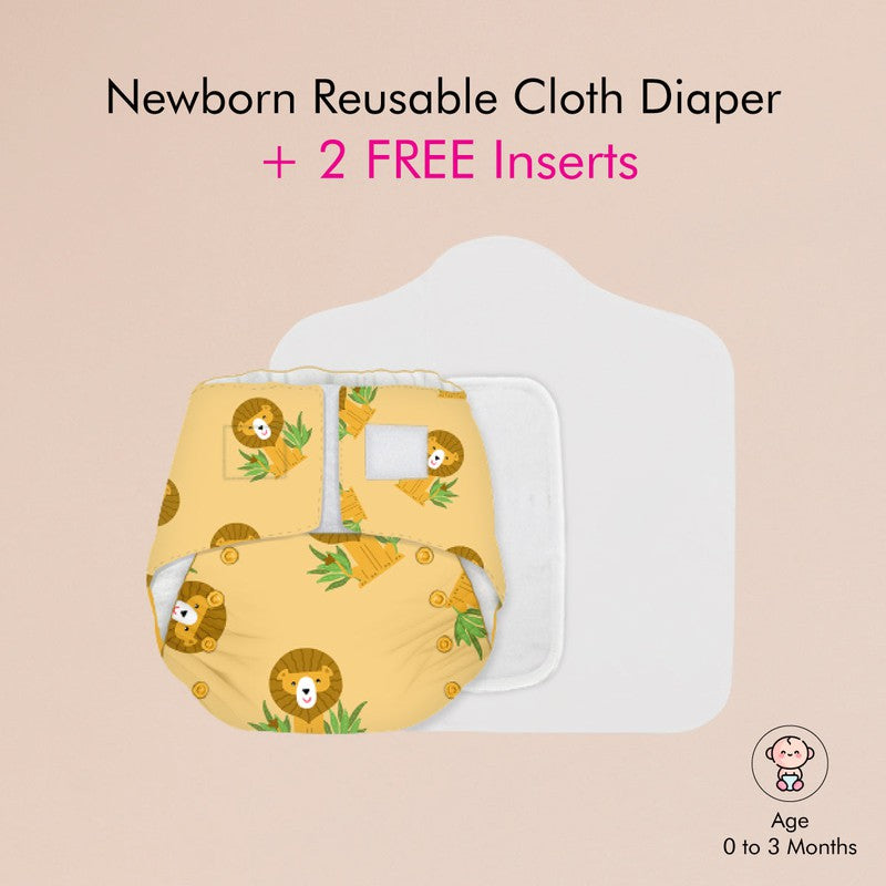 Lion Hearted Newborn Bliss - Reusable,Waterproof & Washable Cloth Diapers for Newborn Babies (2.5kg – 7kg) Fits