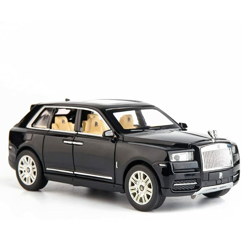 Resembling 1:24 Scale Die Cast Rolls Royce Metal Car Toy With Light and Sound for Kid (Black)