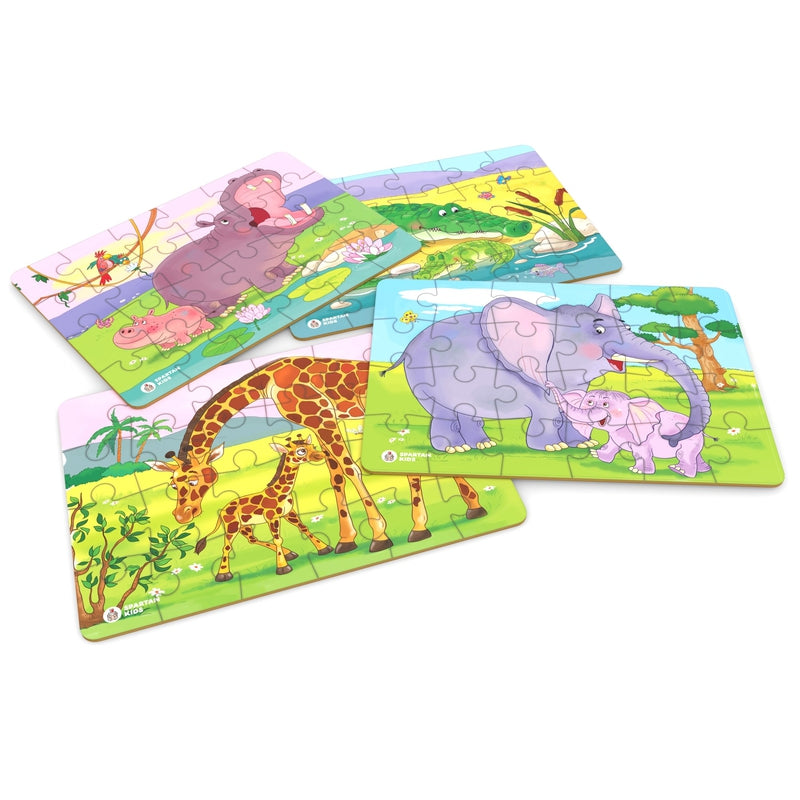 Animals & Their Babies of The World Puzzle for Kids (Set of 4) - 96 Puzzle Pieces