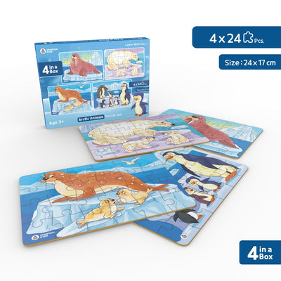 Arctic Animals Jigsaw Puzzle for Kids (Set of 4) - 96 Puzzle Pieces