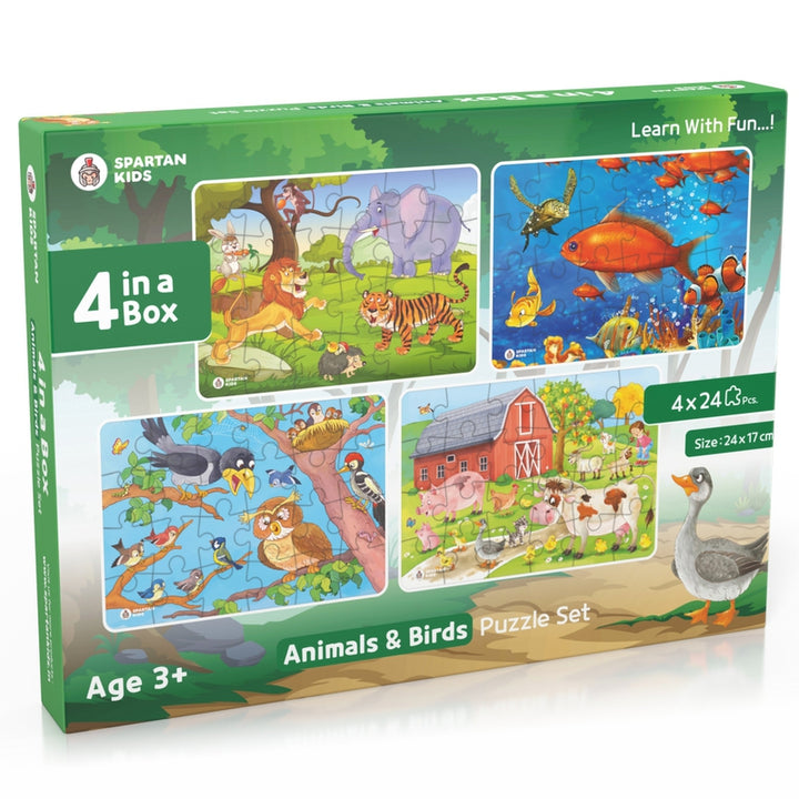 Animals & Birds Jigsaw Puzzle for Kids (Set of 4) - 96 Puzzle Pieces