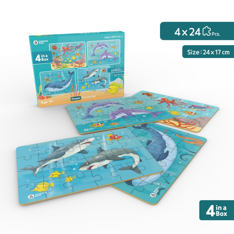 Ocean Jigsaw Puzzle for Kids (Set of 4) - 96 Puzzle Pieces