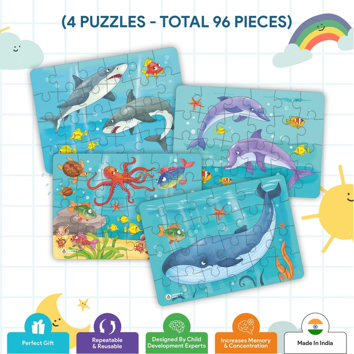 Ocean Jigsaw Puzzle for Kids (Set of 4) - 96 Puzzle Pieces