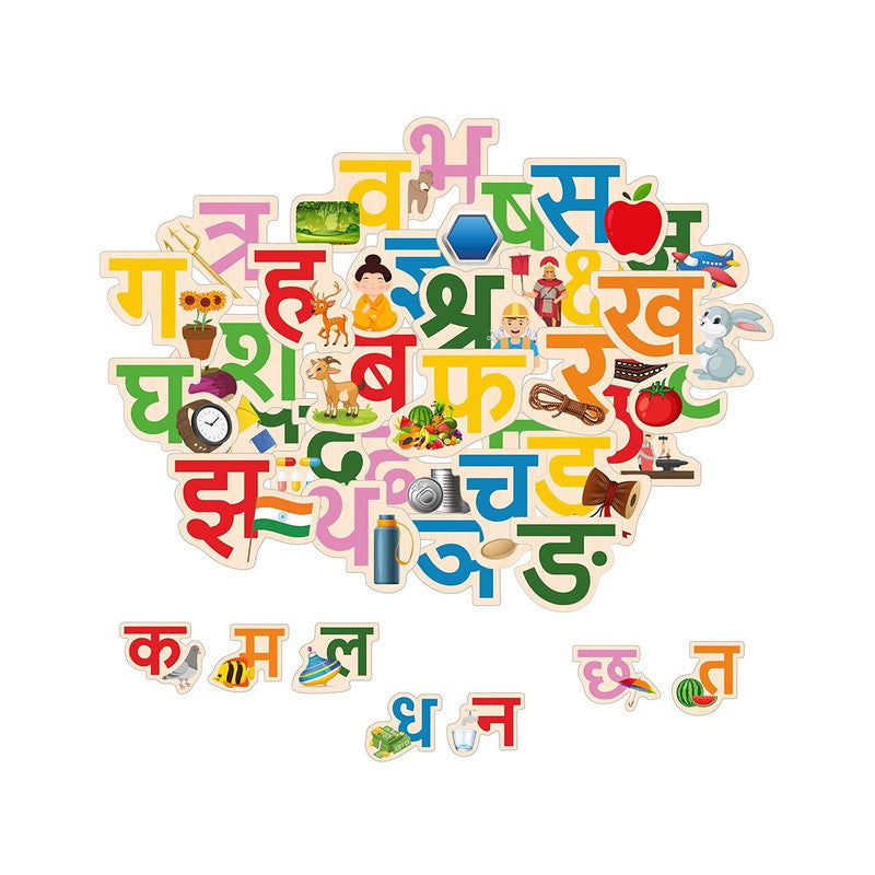 Wooden Hindi Varnamala Alphabets Shabd Rachna Puzzle - 37 Pcs