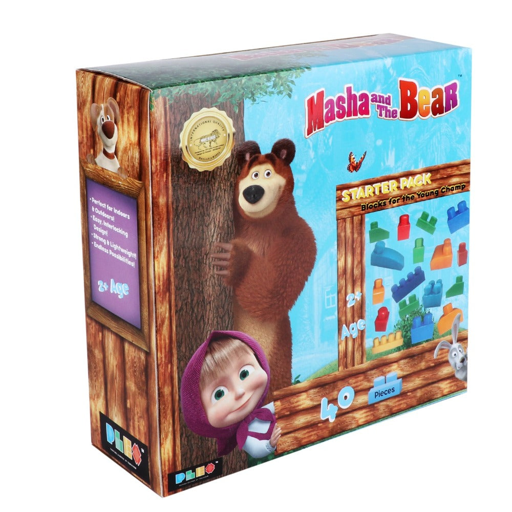 40 Pieces Masha and the Bear Building Blocks Game - Starter Pack (1-3 Years)