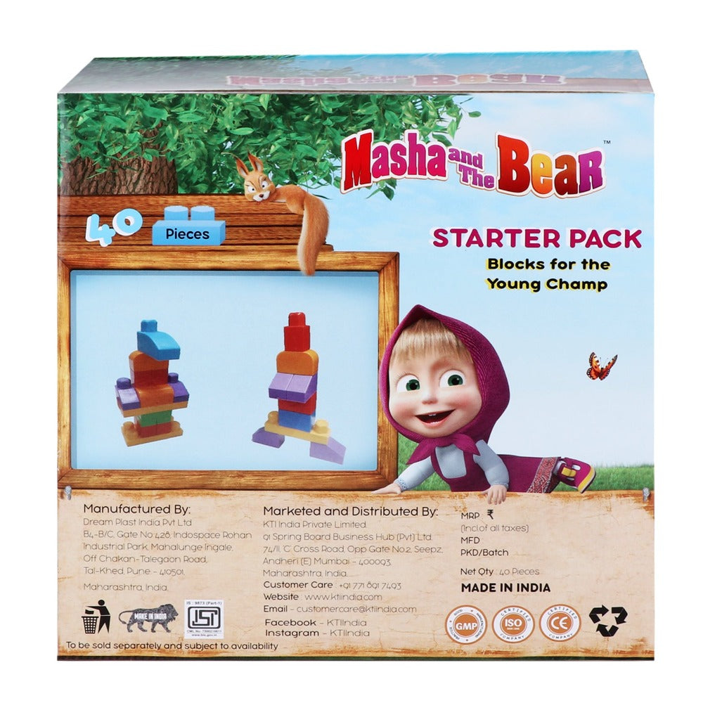 40 Pieces Masha and the Bear Building Blocks Game - Starter Pack (1-3 Years)