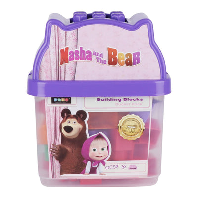Masha & Bear Building Blocks Game Set - Bucket(G) 40 Pieces (Educational Interlocking Construction Blocks)