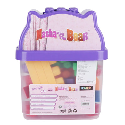 Masha & Bear Building Blocks Game Set - Bucket(G) 40 Pieces (Educational Interlocking Construction Blocks)