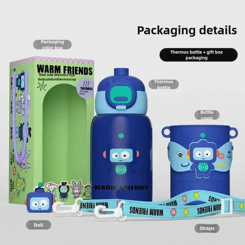 CuddleNest Cool Robot Water Bottle - 450ml | Thermal Bottle