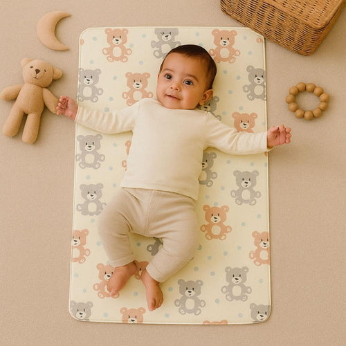 Zikku Printed Dry Sheet for Baby - Teddy | Keeps Little Bed Dry & Happy