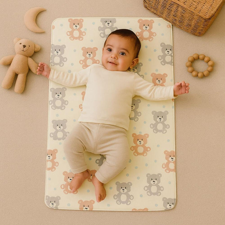 Zikku Printed Dry Sheet for Baby - Teddy | Keeps Little Bed Dry & Happy