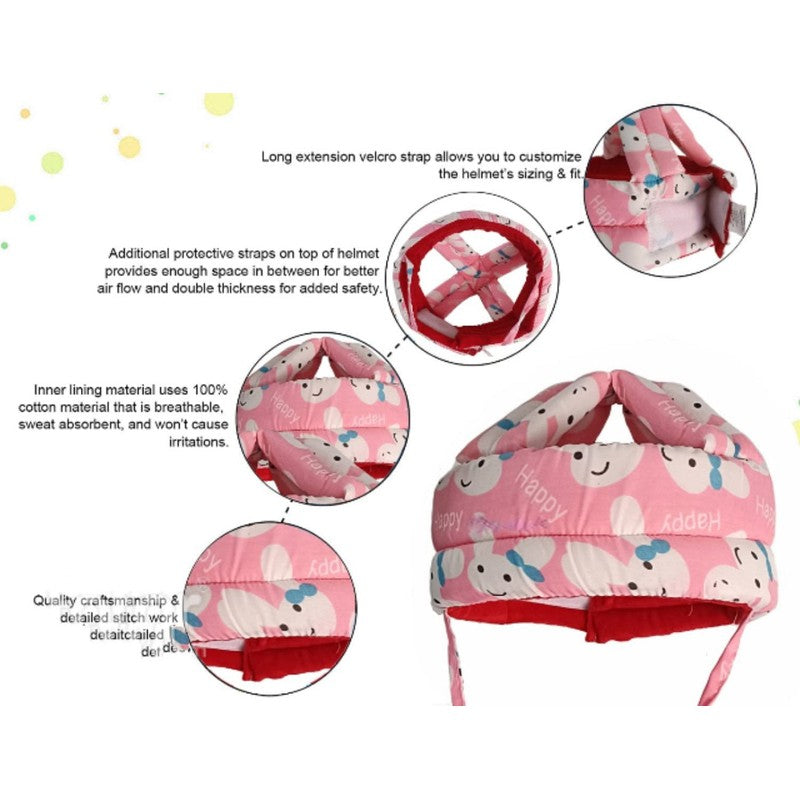 Adjustable Cushioned Baby Safety Helmet- (Print May Vary)