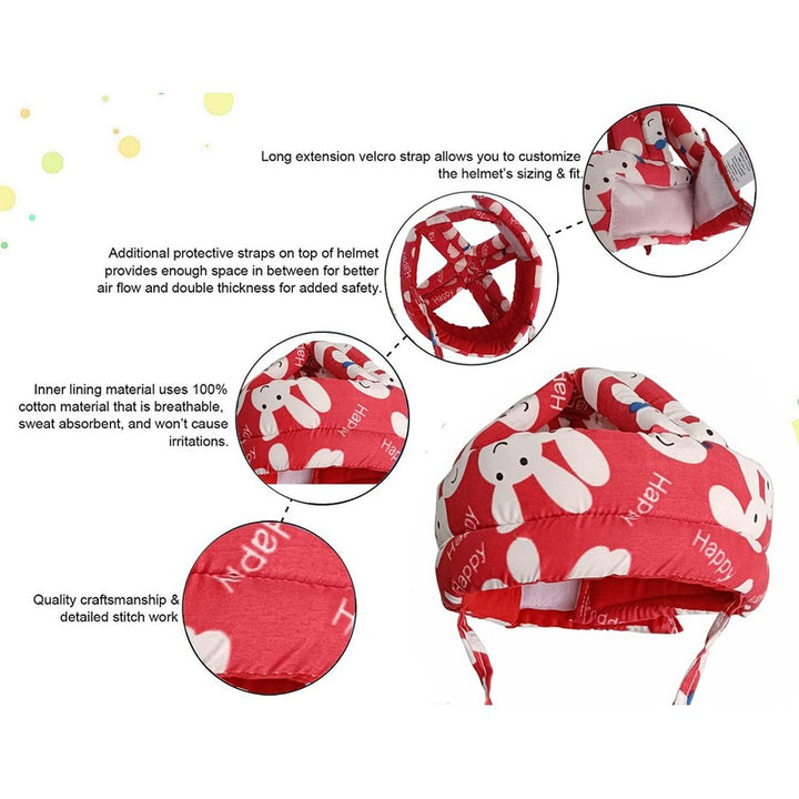 Adjustable Cushioned Baby Safety Helmet- (Print May Vary)