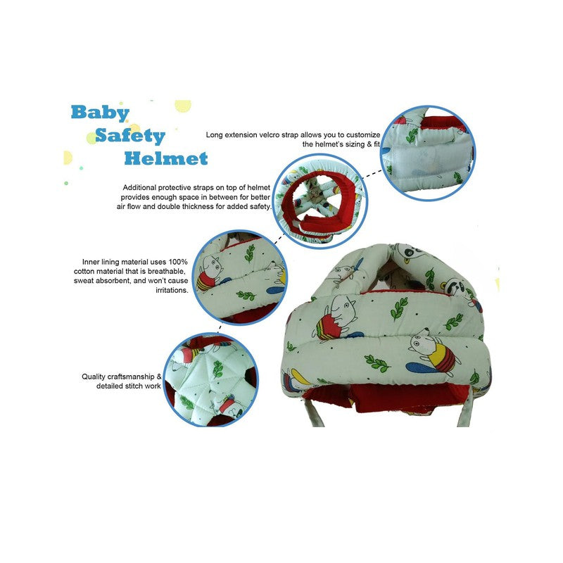 Adjustable Cushioned Baby Safety Helmet- (Print May Vary)