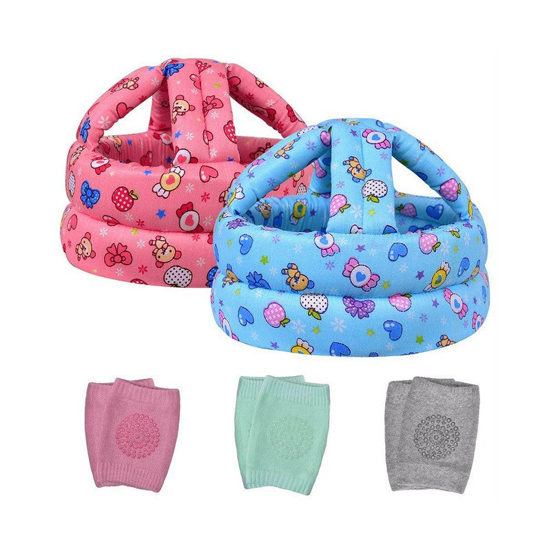 Adjustable Cushioned Baby Safety Helmet- (Print May Vary)