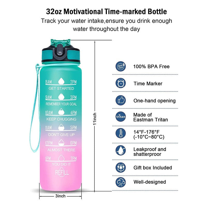 Motivational Leakproof Water Bottle (Color May Vary)-1000ml