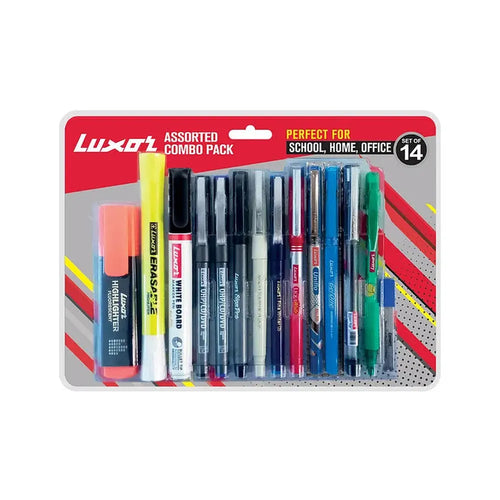 Luxor Assorted Combo Pack - Perfect For Home, Office (Set of 14 Items)