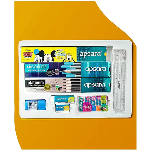 Apsara Writing Kit - 3 Packs of Pencils, 6 Erasers, 2 Sharpeners, 1 Scale