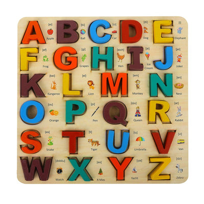 Wooden Puzzle Educational & Learning Toy 3D Capital Alphabets - Multicolour