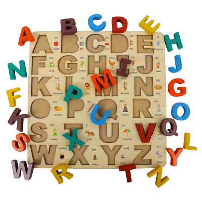 Wooden Puzzle Educational & Learning Toy 3D Capital Alphabets - Multicolour