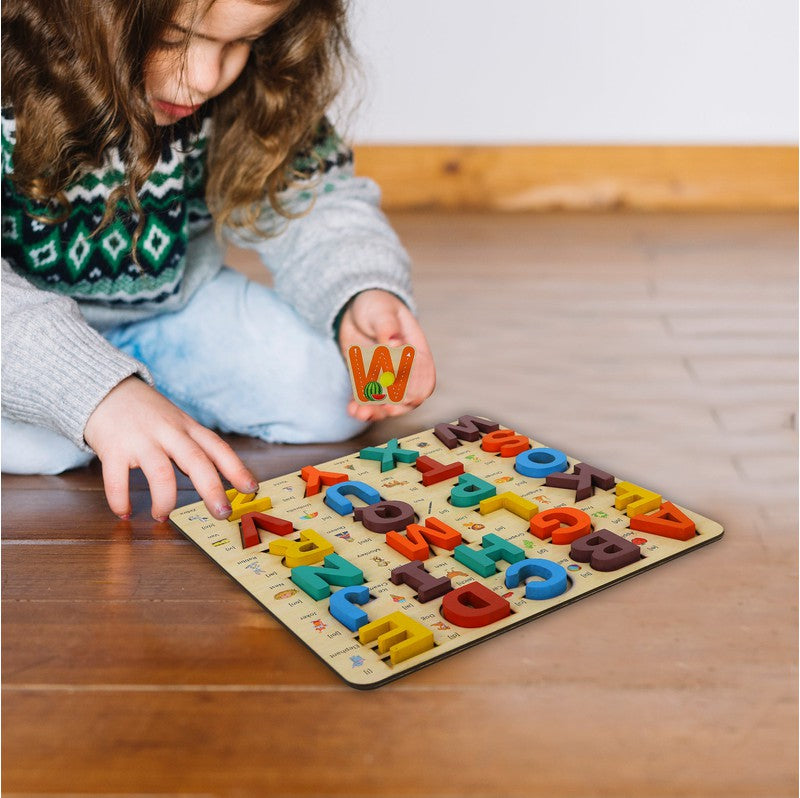 Wooden Puzzle Educational & Learning Toy 3D Capital Alphabets - Multicolour