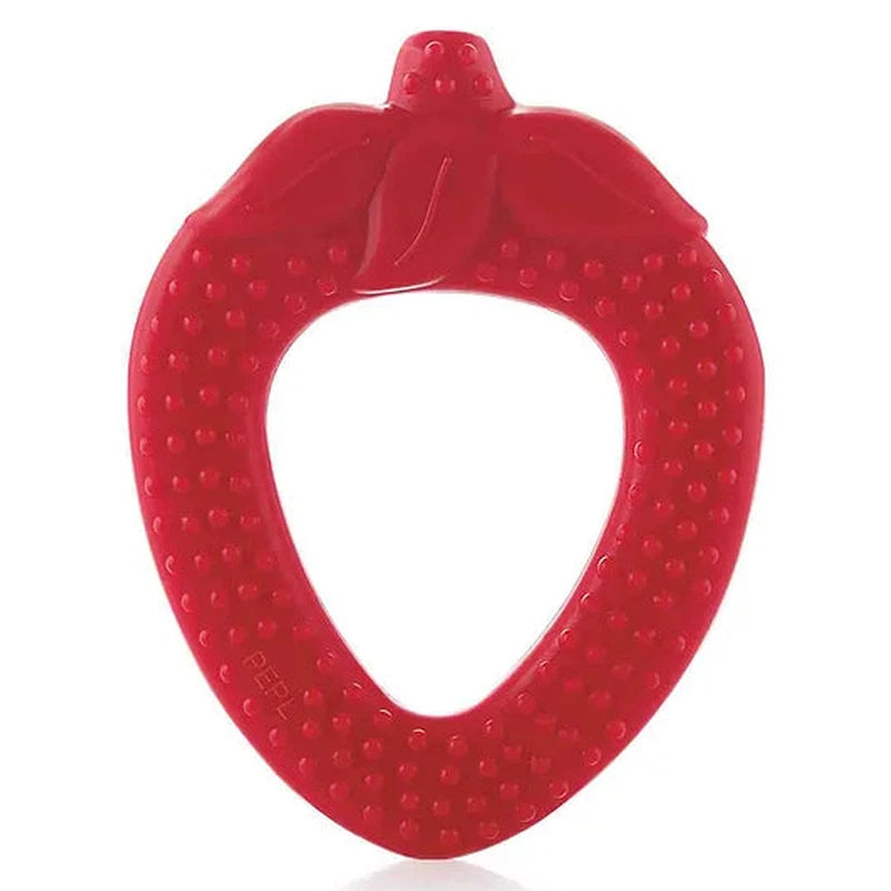 Strawberry Fruit Shape Soft Silicone Teether with Carrying Case (Red)