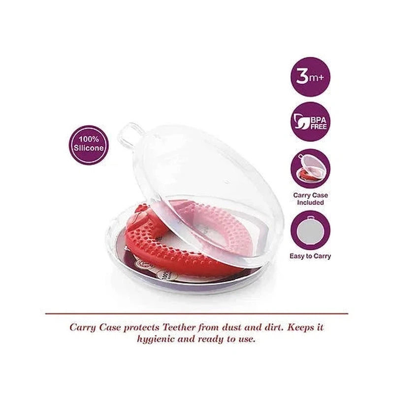 Strawberry Fruit Shape Soft Silicone Teether with Carrying Case (Red)