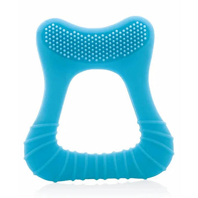 Tooth Shape Silicone Teether with Soft Bristles & Carry Case (Tooth- Blue)