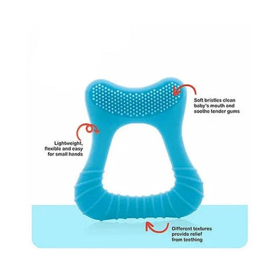 Tooth Shape Silicone Teether with Soft Bristles & Carry Case (Tooth- Blue)