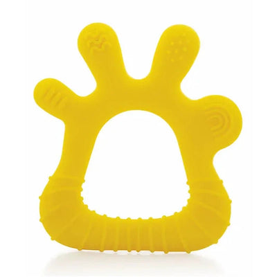 Yellow Finger Shape Soft Silicone Teether with Storage Case with Textured Surface for Soothing Gums