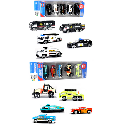 Combo of Police Cars and City Cars | Die Cast Metal Cars with Plastic Parts | 10 Small Size Cars