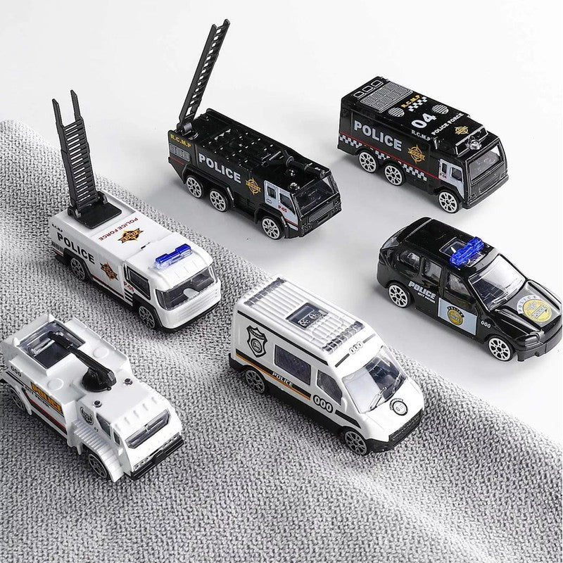 Combo of Police Cars and City Cars | Die Cast Metal Cars with Plastic Parts | 10 Small Size Cars