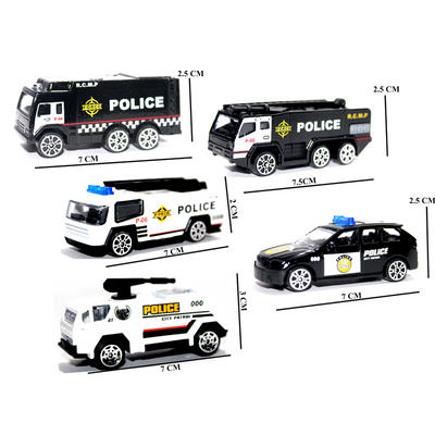 Combo of Police Cars and City Cars | Die Cast Metal Cars with Plastic Parts | 10 Small Size Cars