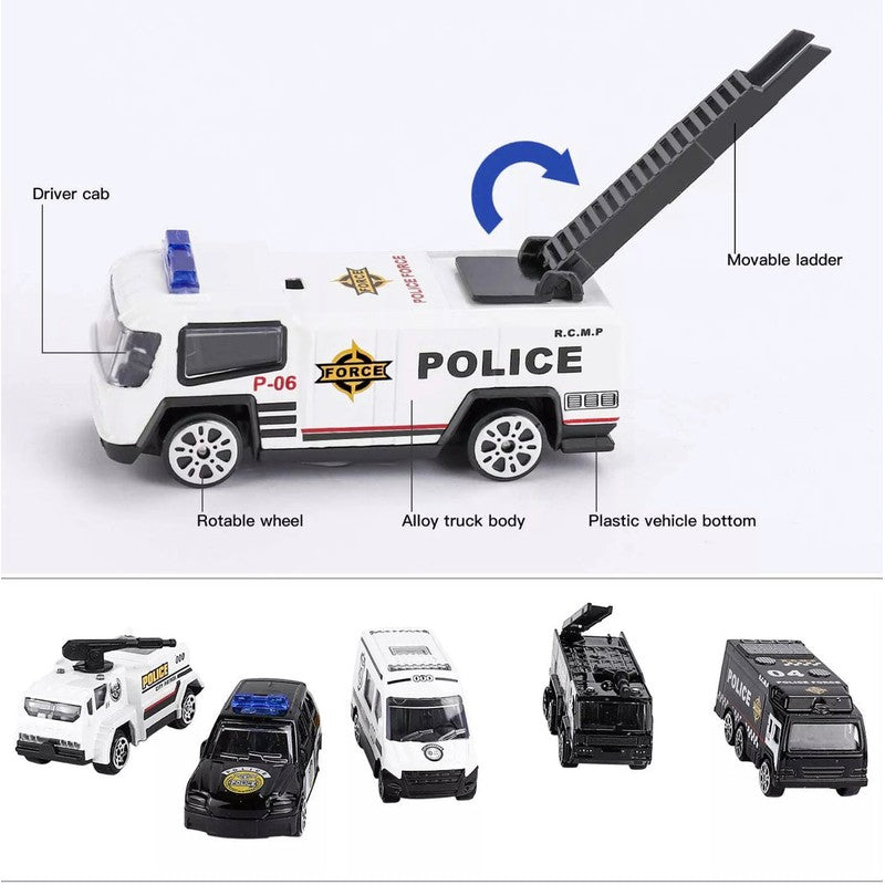 Combo of Police Cars and City Cars | Die Cast Metal Cars with Plastic Parts | 10 Small Size Cars