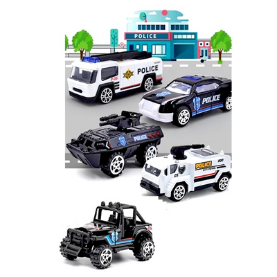 Combo of Police Cars and City Cars | Die Cast Metal Cars with Plastic Parts | 10 Small Size Cars