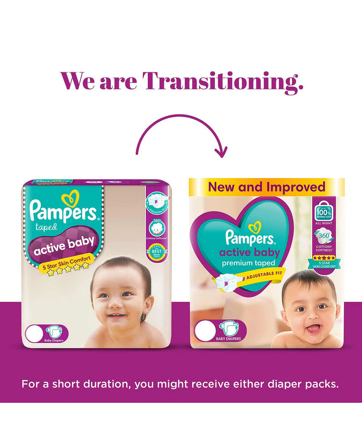 Pampers (Size L) Active Baby Taped Diapers | 78 Pieces | Custom Fit