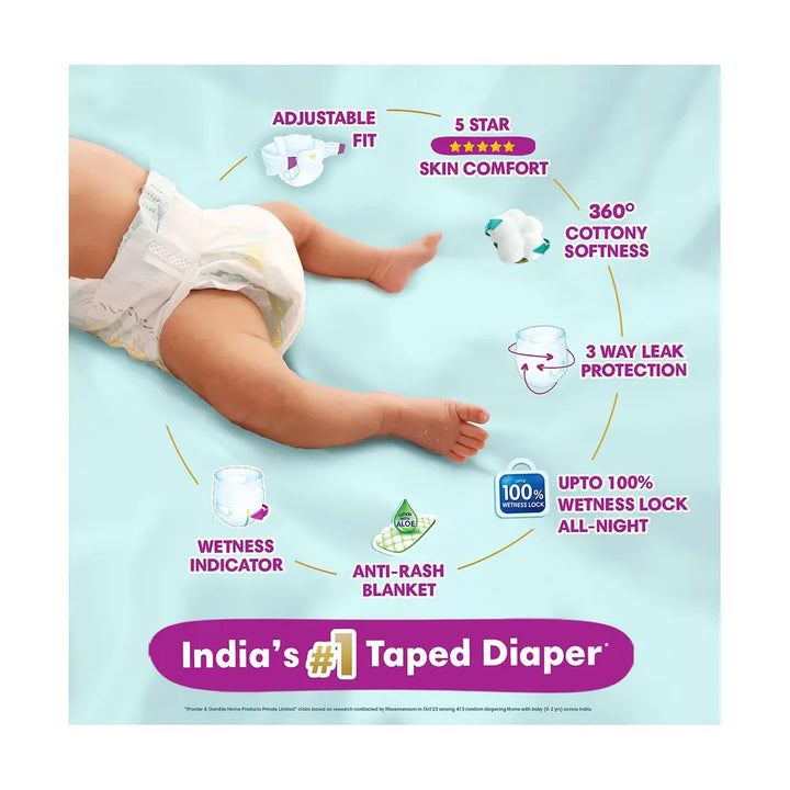 Pampers Active Baby Taped Diapers - M Size | 90 Counts (6-11 kg)