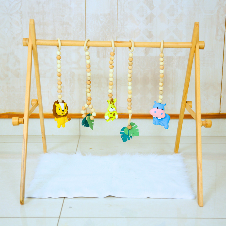 Wooden Play Gym Jungle Theme with Felt Toys (0-12 Months)