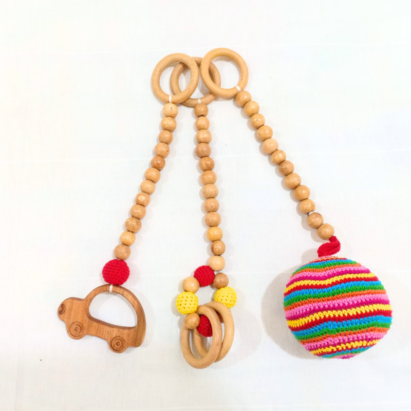 Hanging Rattles - Rainbow Ball Theme (Set of 5)