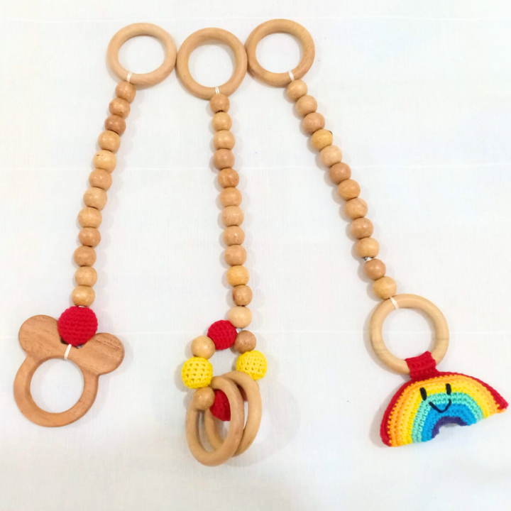 Set of 3 Hanging Rattles - Rainbow Theme (0-12 Months)