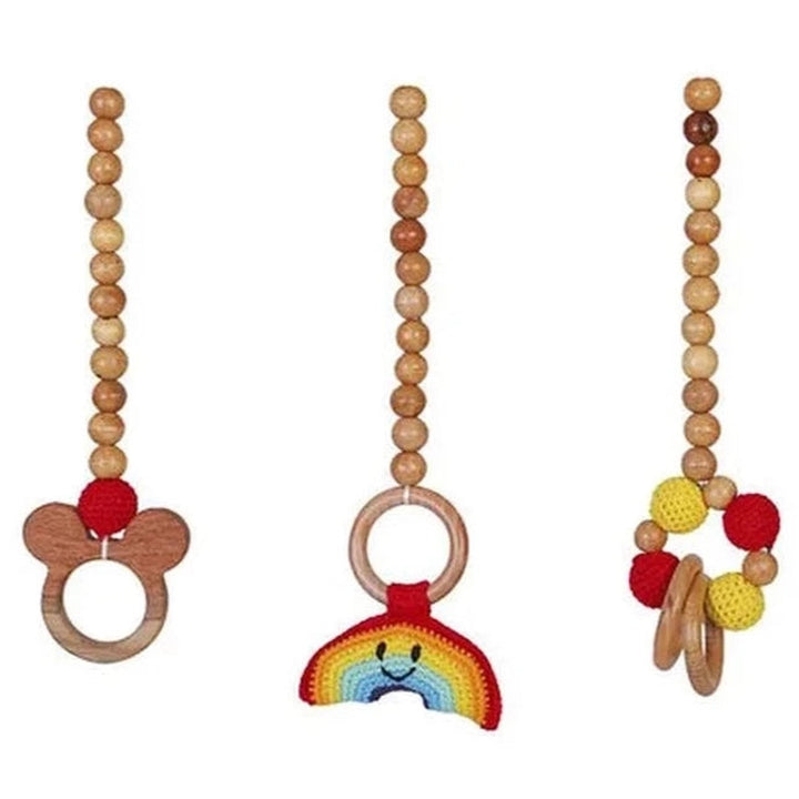 Set of 3 Hanging Rattles - Rainbow Theme (0-12 Months)