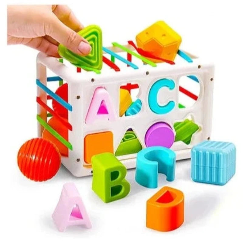 Sensory Toys Shape Sorter Baby Blocks Colorful Textured Balls Sorting Games - 14 Pieces