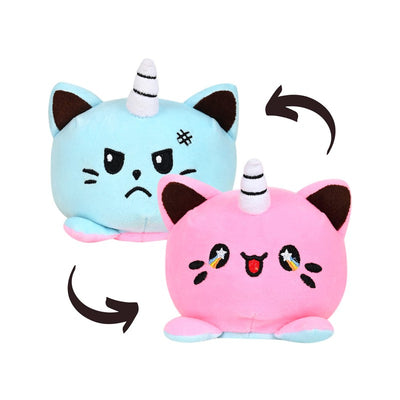 Reversible Happy & Sad Unicorn Cat Soft Toy (Pink Blue)