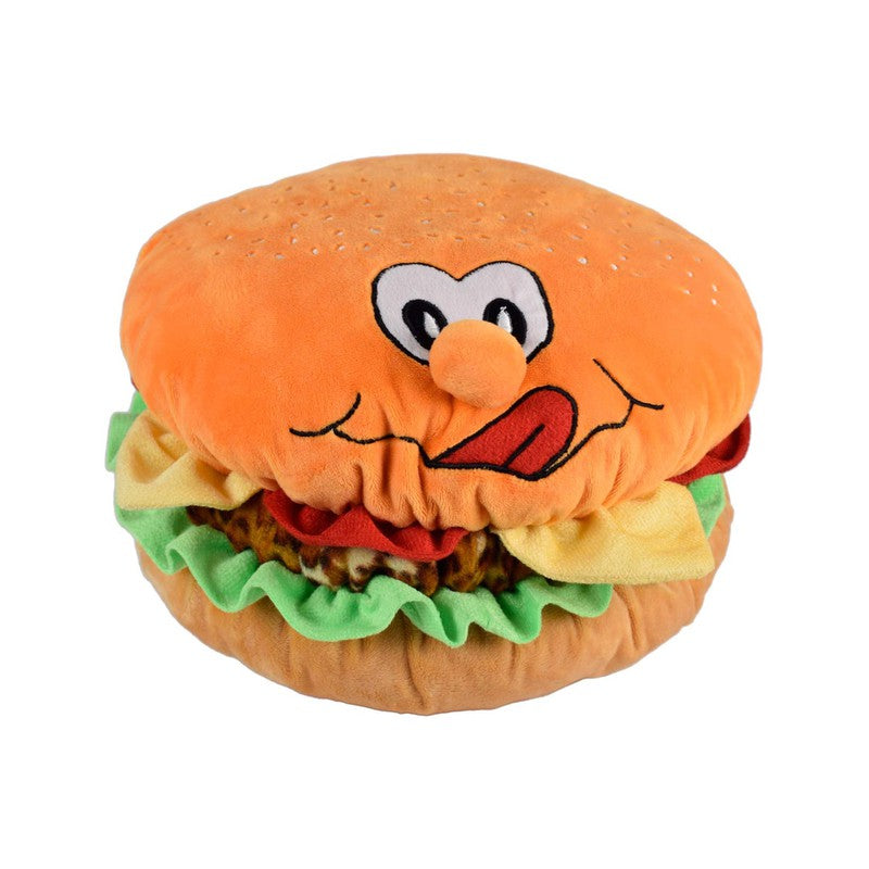 Cute Burger Soft Toy and Pillow (Orange) | Length 32 cms